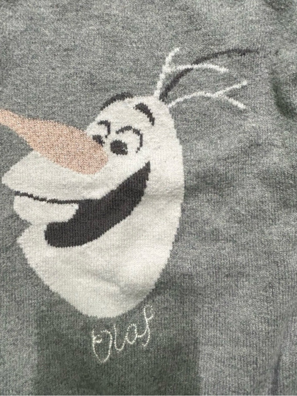 Baby Gap Disney Frozen Olaf Grey Crewneck Sweater Size 2T Elsa Ana - Picture 2 of 3